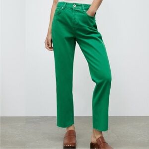Zara Green Ankle Jeans for Women